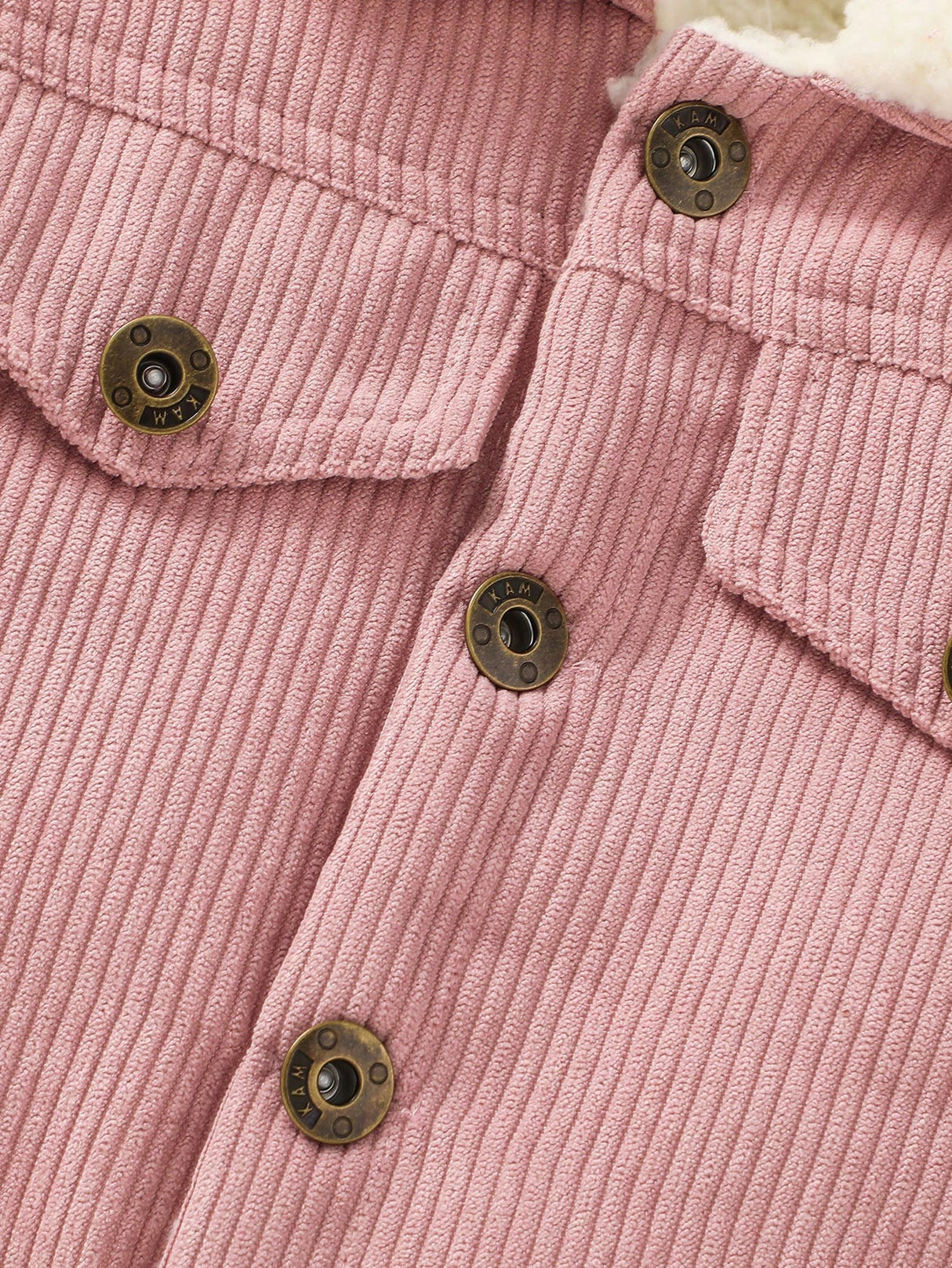 Baby Girl Flap Detail Thermal Lined Corduroy Jacket