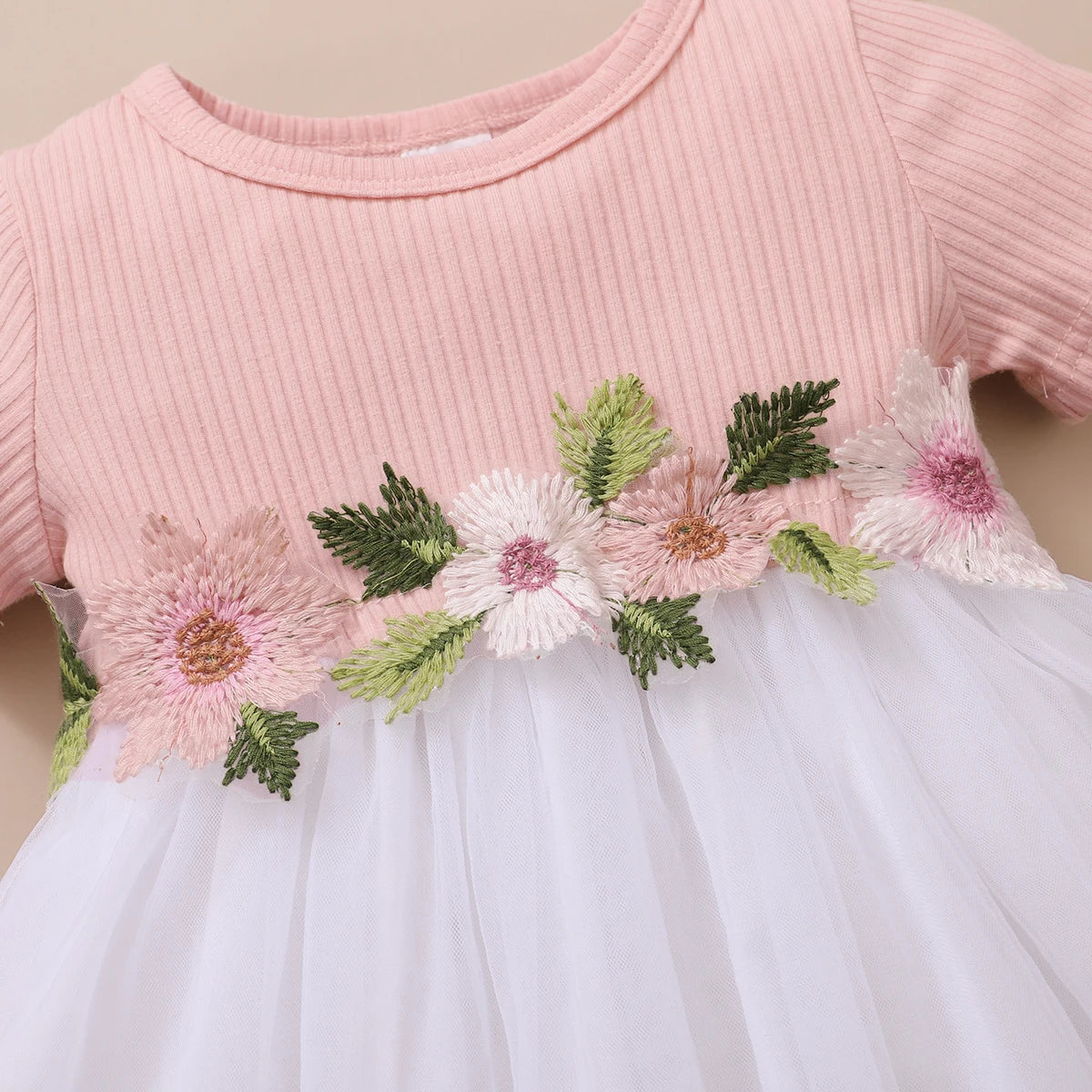 Short Sleeve Fashion Tulle Skirt Summer Dress for Toddler Girl