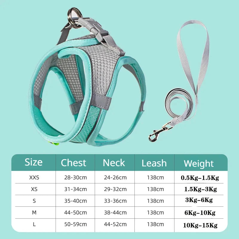 Adjustable Puppy Cat Harness Vest Outdoor Walking Lead Leash