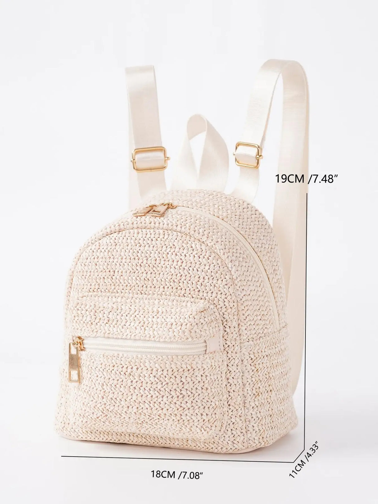 Cute Solid Color Straw Children'S Backpack