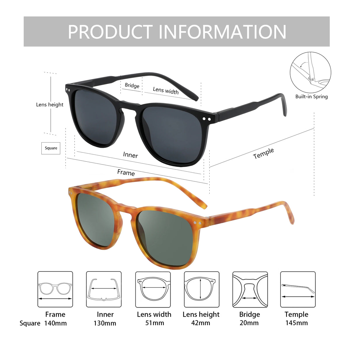 Lightweight Vintage Polarized Sunglasses