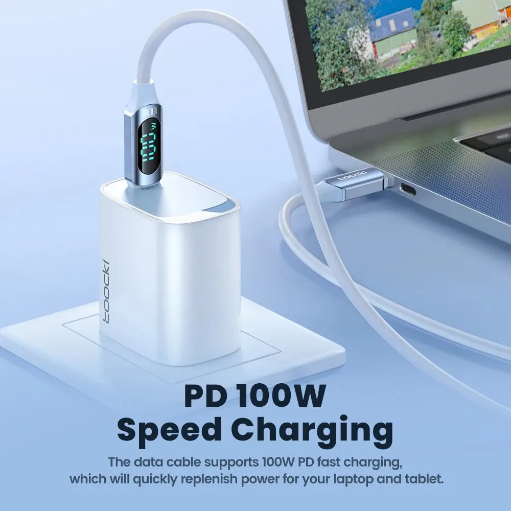 100W USB C To Type C Cable with 5A PD Fast Charging LED Display Cable