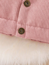 Baby Girl Flap Detail Thermal Lined Corduroy Jacket